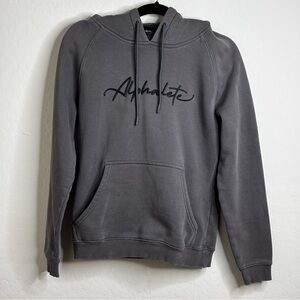 Alphalete Hoodie Womens S Grey Pullover Sweatshirt Active Athletic Spellout